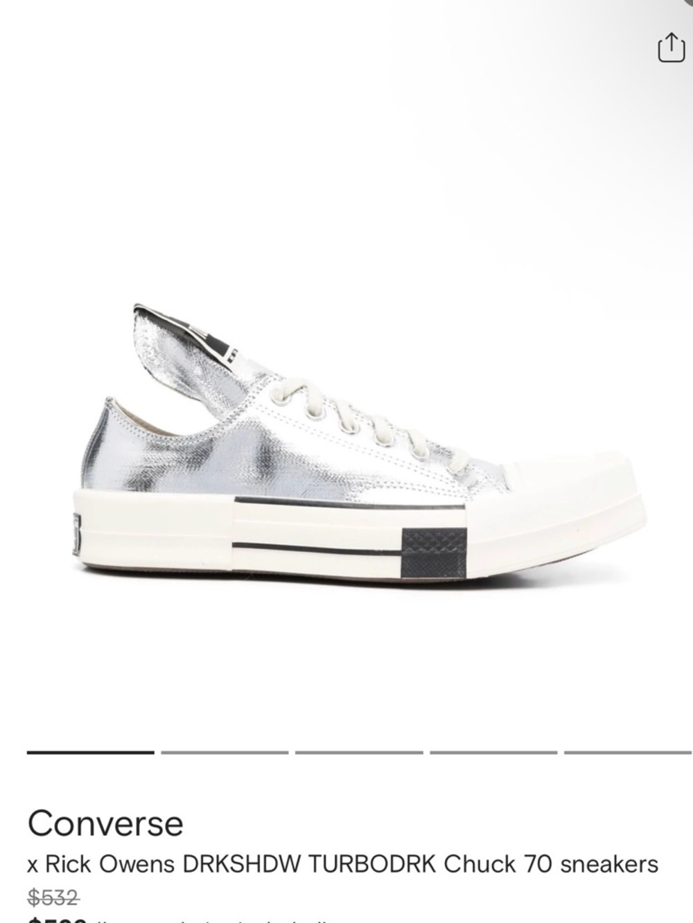 Rick Owens Metallic Silver Low-Top Sneakers